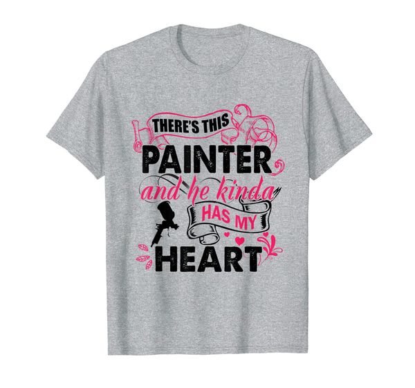 painter theres this and he kinda has my heart t-shirt, White;black