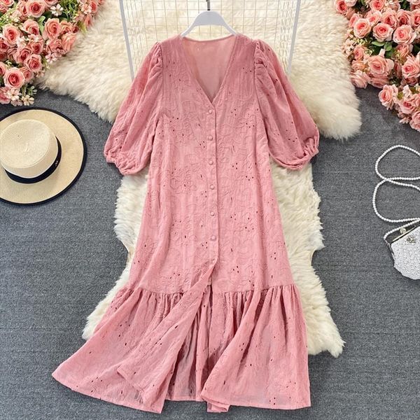 summer casual solid short women dress a line v neck hollow out single breasted mid calf dresses, Black;gray
summer casual solid short women dress a line v neck hollow out single breasted mid calf dresses, Black;gray