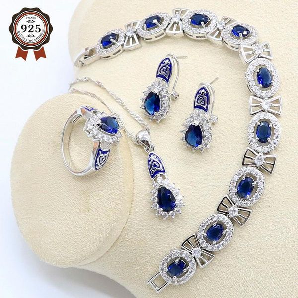 wedding jewelry sets 925 silver set for women dark blue zircon bracelet hoop earrings necklace pendant ring birthday gift, Slivery;golden
wedding jewelry sets 925 silver set for women dark blue zircon bracelet hoop earrings necklace pendant ring birthday gift, Slivery;golden