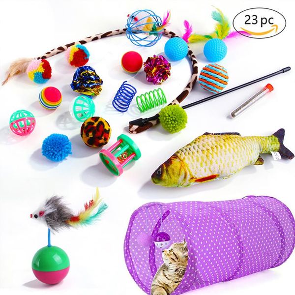 cat toys 23-piece toy set teaser interactive rod with bell and feather, channel for pet cats kitten
cat toys 23-piece toy set teaser interactive rod with bell and feather, channel for pet cats kitten