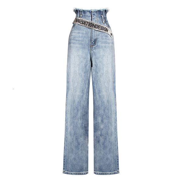 jeans loose casual msxu dyed broad-legged brim belt with rhinestones for female tide pants, Blue
jeans loose casual msxu dyed broad-legged brim belt with rhinestones for female tide pants, Blue