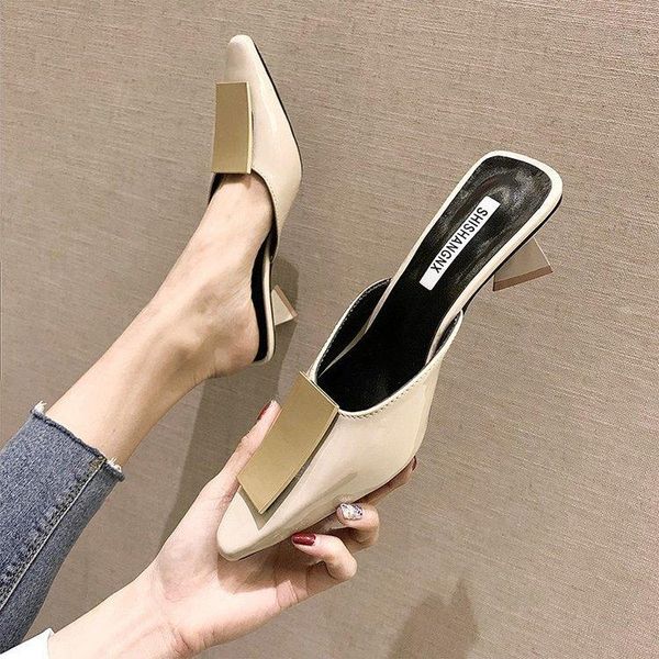 slippers women mules point toe high heel summer office lady shoes pu leather fashion slides pumps, Black
slippers women mules point toe high heel summer office lady shoes pu leather fashion slides pumps, Black