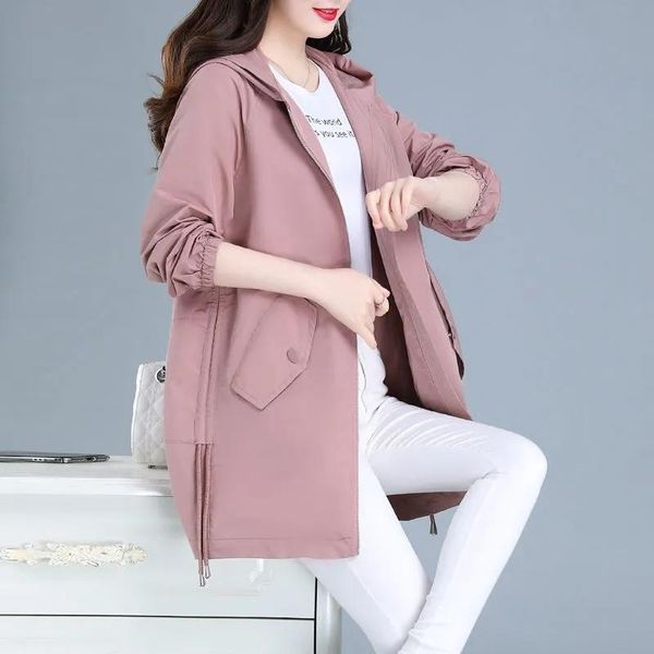 women's trench coats spring autumn hooded windbreaker mid-length coat 2021 thin female casual outerwear, Tan;black
women's trench coats spring autumn hooded windbreaker mid-length coat 2021 thin female casual outerwear, Tan;black