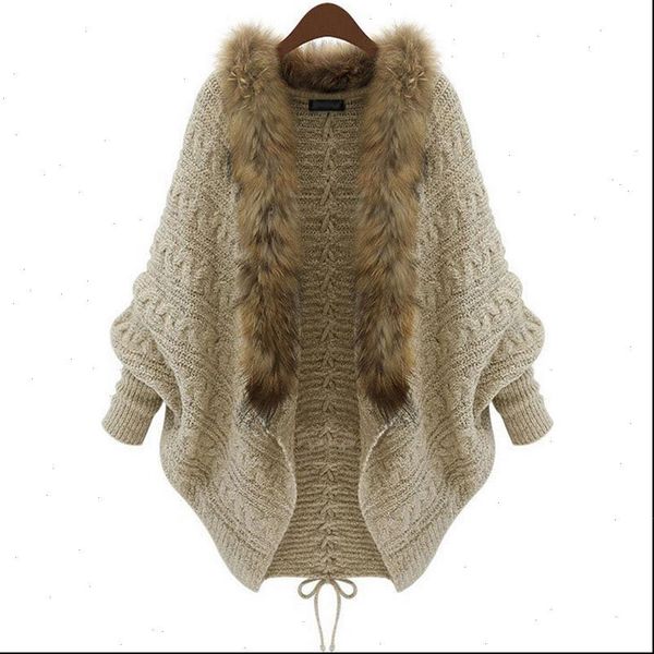 sweaters women fashion womens sweater fall winter large size bat sleeve knit cardigan fur collar loose, White;black
sweaters women fashion womens sweater fall winter large size bat sleeve knit cardigan fur collar loose, White;black