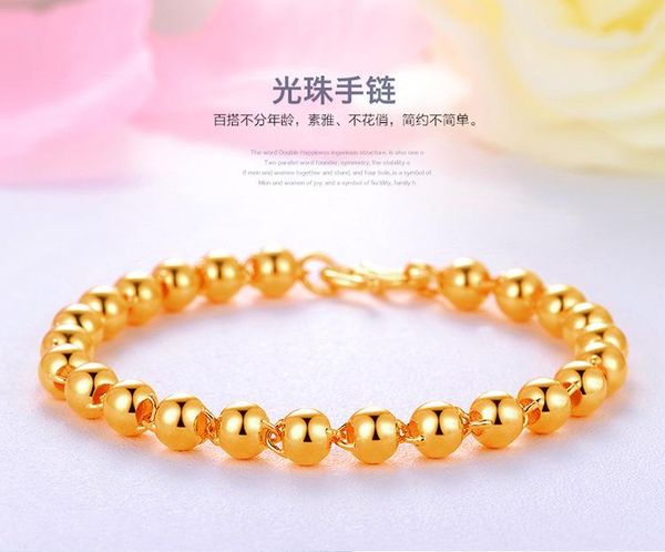 link, chain 24k yellow gold plated bracelet for women men round buddha bead transfer 4mm/5mm/6mm/7mm/8mm/9mm hand, Black
link, chain 24k yellow gold plated bracelet for women men round buddha bead transfer 4mm/5mm/6mm/7mm/8mm/9mm hand, Black