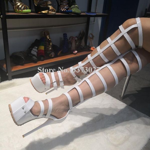 boots white color buckles platform sandals lady fashion thin heel peep toe over the knee woman summer long, Black
boots white color buckles platform sandals lady fashion thin heel peep toe over the knee woman summer long, Black