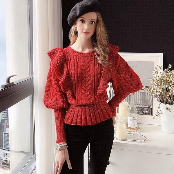 women's sweaters female sweater ladies fitted pullover jumpers knitted women autumn winter long sleeve ruffled fashion, White;black
women's sweaters female sweater ladies fitted pullover jumpers knitted women autumn winter long sleeve ruffled fashion, White;black