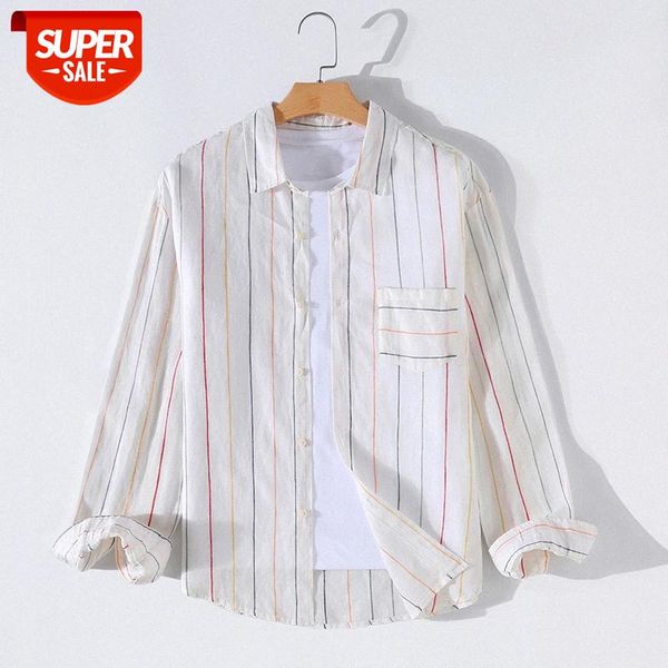 spring and autumn men's linen shirt youth vertical stripe long sleeve casual cardigan #wk6m, White;black
spring and autumn men's linen shirt youth vertical stripe long sleeve casual cardigan #wk6m, White;black