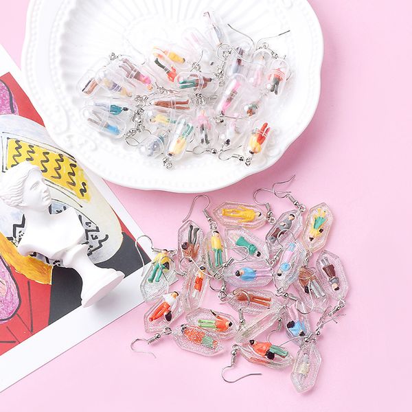 japanese and korean interesting handmade colorful capsule villain social person urban beauty creative transparent mini earrings, Silver
japanese and korean interesting handmade colorful capsule villain social person urban beauty creative transparent mini earrings, Silver