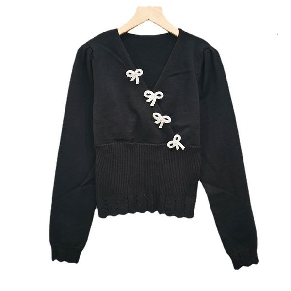 sweater knit 2021 early autumn cross v-neck four bows close waist thin long sleeve wear women's top, White;black
sweater knit 2021 early autumn cross v-neck four bows close waist thin long sleeve wear women's top, White;black