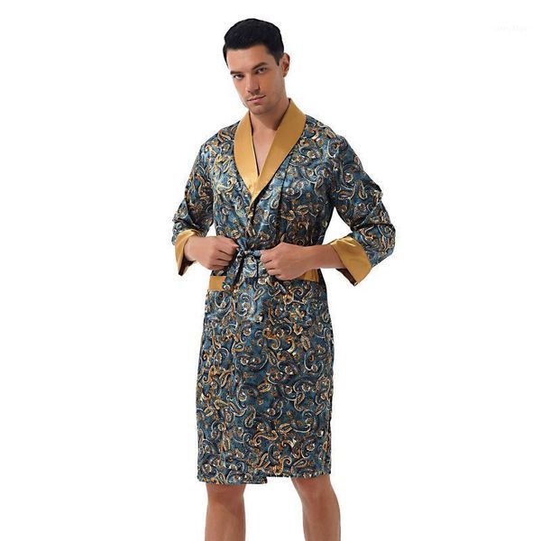 men's sleepwear mens male printed satin night robe nightwear loungewear long sleeve pockets kimono spa bathrobe with belt, Black;brown
men's sleepwear mens male printed satin night robe nightwear loungewear long sleeve pockets kimono spa bathrobe with belt, Black;brown