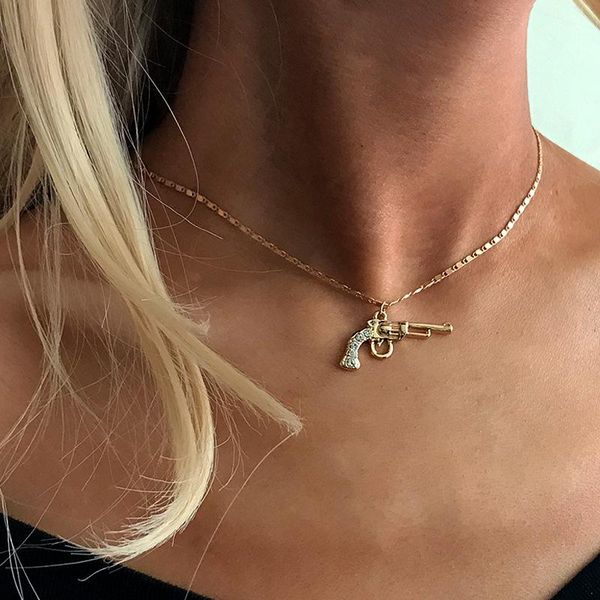 pendant necklaces female punk pistol necklace fashion hip hop gold clavicle chain jewelry creative women's party accessories, Silver
pendant necklaces female punk pistol necklace fashion hip hop gold clavicle chain jewelry creative women's party accessories, Silver
