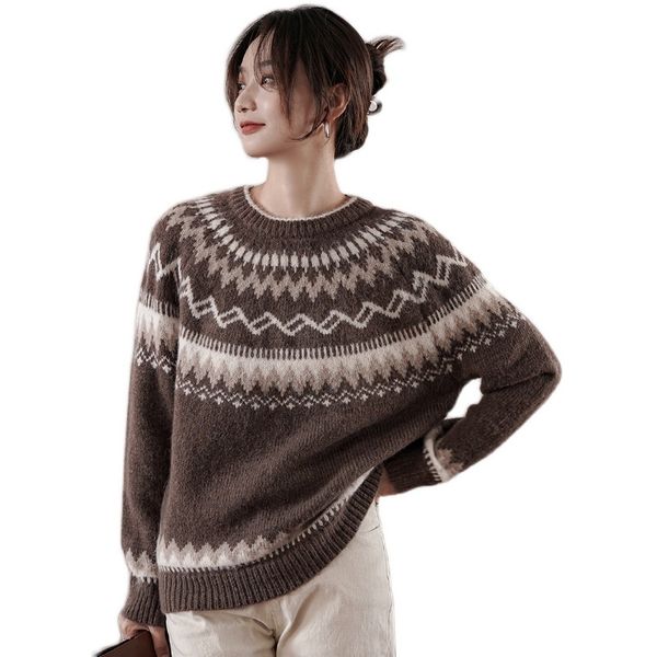 women pullovers sweater winter loose o neck straight pattern color matching long sleeve thickened knitted 858j 210420, White;black
women pullovers sweater winter loose o neck straight pattern color matching long sleeve thickened knitted 858j 210420, White;black