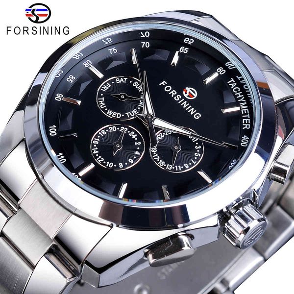 forsining black heren mechanical watch 3 dial calendar automatic self-wind clock business sport rvs belt, Slivery;brown
forsining black heren mechanical watch 3 dial calendar automatic self-wind clock business sport rvs belt, Slivery;brown