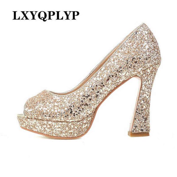 dress shoes super high heel women's waterproof platform fish mouth spring and summer fashion gold sequined 220303, Black
dress shoes super high heel women's waterproof platform fish mouth spring and summer fashion gold sequined 220303, Black
