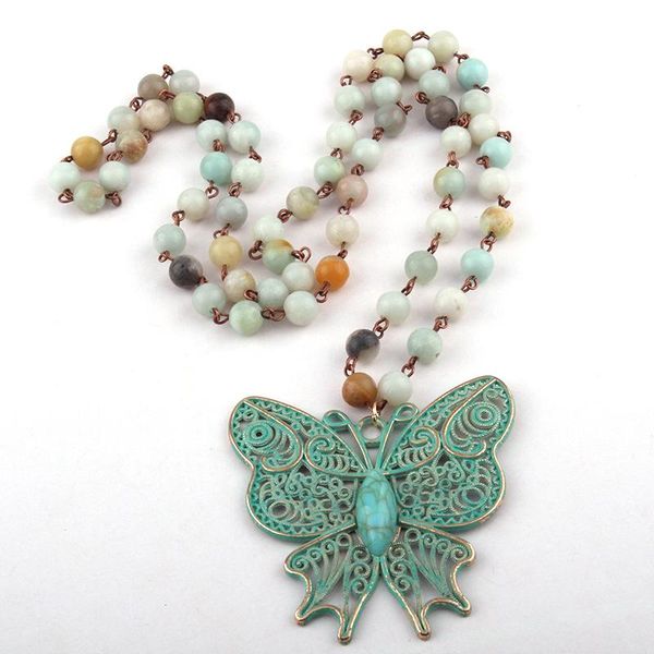 pendant necklaces fashion bohemian jewelry amazonite rosary chain link stone beads butterfly necklace for women ethnic, Silver
pendant necklaces fashion bohemian jewelry amazonite rosary chain link stone beads butterfly necklace for women ethnic, Silver
