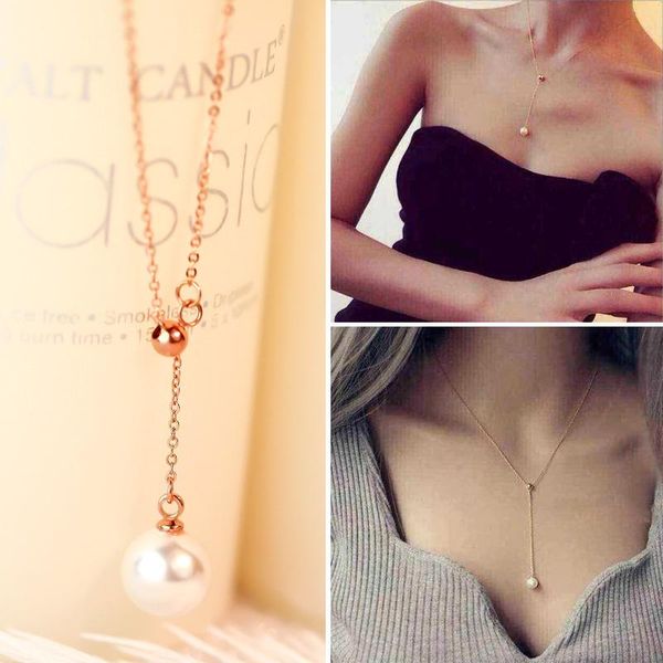 arrival elegance women single pearl pendant necklace / fashion necklaces, Silver