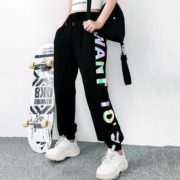 female reflective harem pants streetwear loose jogger hip hop casual print high waist 210531, Black;white
female reflective harem pants streetwear loose jogger hip hop casual print high waist 210531, Black;white