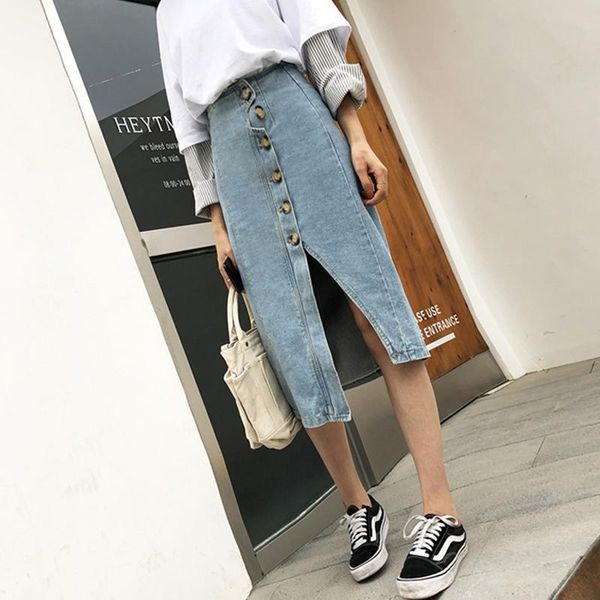skirts summer vintage front button jeans skirt women basic high waist side split denim female irregular mid-length 2021, Black
skirts summer vintage front button jeans skirt women basic high waist side split denim female irregular mid-length 2021, Black
