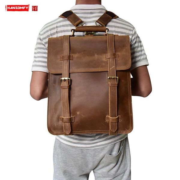 backpack retro crazy horse leather men's business lapbag men school travel backpacks first layer shoulder bags
backpack retro crazy horse leather men's business lapbag men school travel backpacks first layer shoulder bags