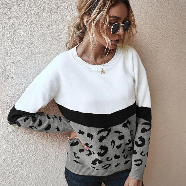 Women's Sweaters Fashion Leopard Patchwork Autumn Winter Ladies Knitted Sweater Women O-neck Full Sleeve Jumper Pullovers Top Khaki Brown 0J9S, White;black
Women's Sweaters Fashion Leopard Patchwork Autumn Winter Ladies Knitted Sweater Women O-neck Full Sleeve Jumper Pullovers Top Khaki Brown 0J9S, White;black
