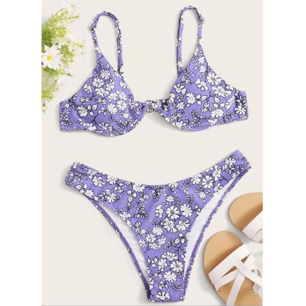 women's swimwear floral print bikini strap underwire two-piece bathing suit women padded beachwear push up biquini lady, White;black
women's swimwear floral print bikini strap underwire two-piece bathing suit women padded beachwear push up biquini lady, White;black