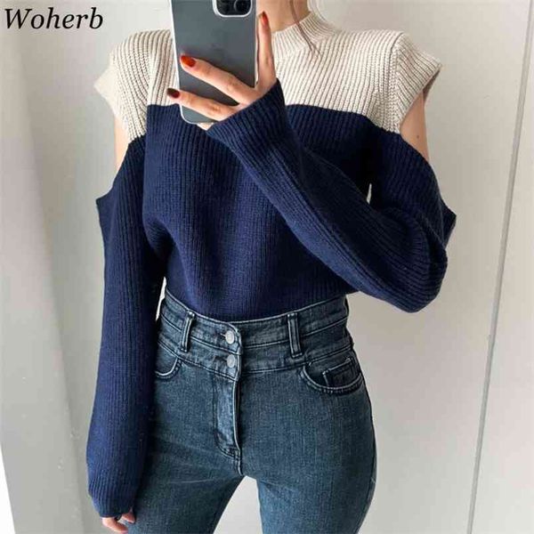 korean chic off shoulder sweater women contrast color patchwork elegant knitted pullover jumper sueter mujer 210519, White
korean chic off shoulder sweater women contrast color patchwork elegant knitted pullover jumper sueter mujer 210519, White