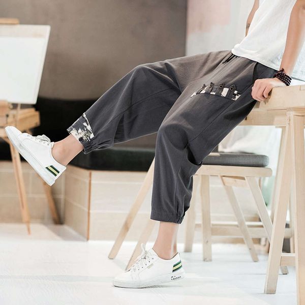 men's pants summer solid loose large cotton and hemp capris chinese style casual color matching fashion vkao, Black
men's pants summer solid loose large cotton and hemp capris chinese style casual color matching fashion vkao, Black