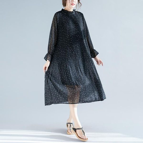 casual dresses 2021 polka dot black elegant dress women lantern sleeve long spring a-line office ladies party vestido, Black;gray
casual dresses 2021 polka dot black elegant dress women lantern sleeve long spring a-line office ladies party vestido, Black;gray