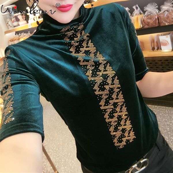 women's t-shirt spring summer pleuche pullover european clothes girls shiny diamonds women half sleeve tees 2021 t11911a, White
women's t-shirt spring summer pleuche pullover european clothes girls shiny diamonds women half sleeve tees 2021 t11911a, White