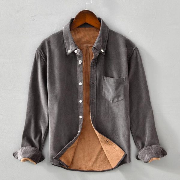 men's casual shirts 2021 retro style camisa hombre manga larga thick warm vintage clothes, White;black
men's casual shirts 2021 retro style camisa hombre manga larga thick warm vintage clothes, White;black