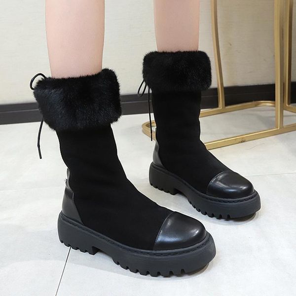 boots drop winter women warm plush fur mid calf woman waterproof faux suede snow flat heels lace up platform shoes, Black
boots drop winter women warm plush fur mid calf woman waterproof faux suede snow flat heels lace up platform shoes, Black