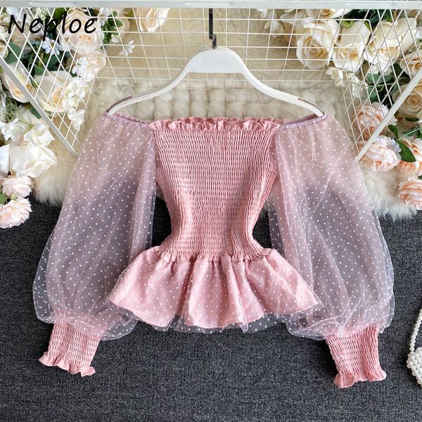 neploe elegant mesh patchwork dot blouse women slash neck shoulder strapless long sleeve blusas spring shirt femme 210510, White
neploe elegant mesh patchwork dot blouse women slash neck shoulder strapless long sleeve blusas spring shirt femme 210510, White