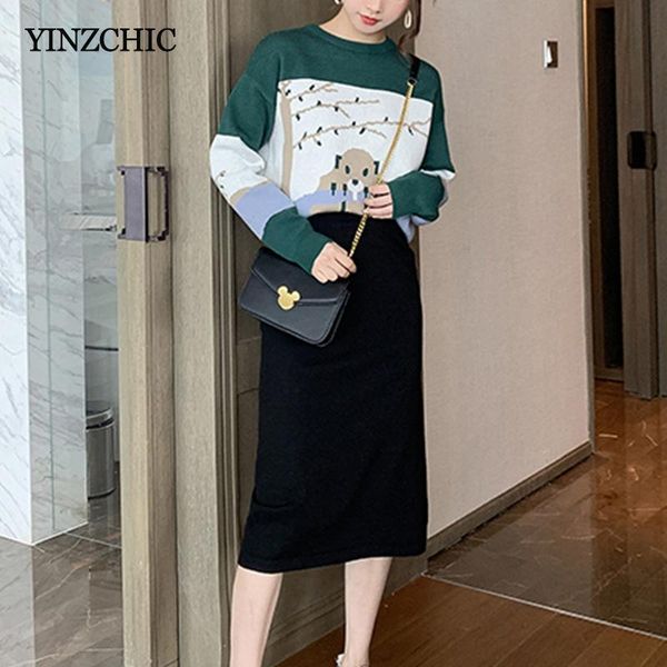 two piece dress fashion woman knitted suits o-neck loose sweater black pnecil skirt sets for winter female causal two-pieces set, White
two piece dress fashion woman knitted suits o-neck loose sweater black pnecil skirt sets for winter female causal two-pieces set, White
