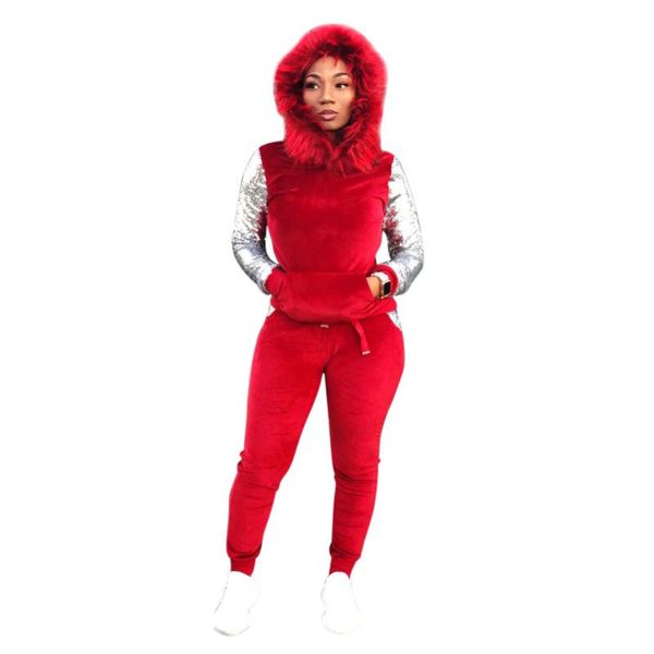 women's two piece pants elegant sequined patchwork women set casual long sleeve o neck cap with feathers and tracksuit suit female spor, White
women's two piece pants elegant sequined patchwork women set casual long sleeve o neck cap with feathers and tracksuit suit female spor, White