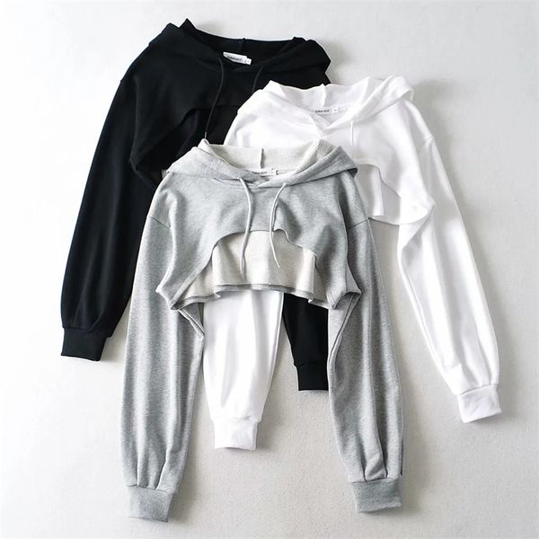 ins fold on ultra short sport drawstring women's solid versatile long sleeve hoodie, Black;white
ins fold on ultra short sport drawstring women's solid versatile long sleeve hoodie, Black;white