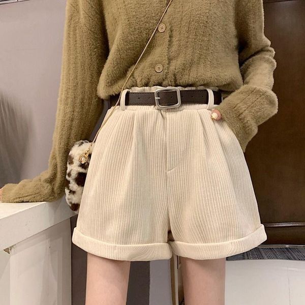 women's shorts autumn winter woman corduroy female streetwear high waist loose wide leg short ladies with belt solid classic a52, White;black
women's shorts autumn winter woman corduroy female streetwear high waist loose wide leg short ladies with belt solid classic a52, White;black