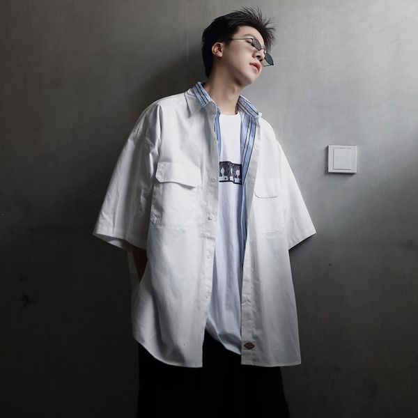 men's casual shirts summer false two piece short sleeve hawaiian shirt male cotton clothes french cuff mens fashion khaki/white d8, White;black
men's casual shirts summer false two piece short sleeve hawaiian shirt male cotton clothes french cuff mens fashion khaki/white d8, White;black