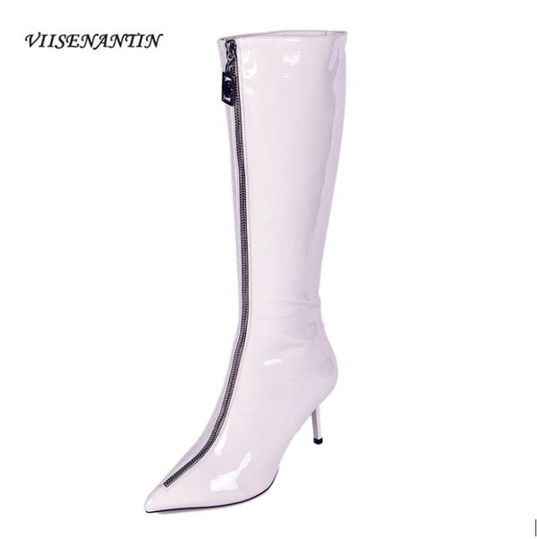boots pointed pu leather front zipper but knee autumn and winter solid color stiletto heel all-match women's, Black
boots pointed pu leather front zipper but knee autumn and winter solid color stiletto heel all-match women's, Black