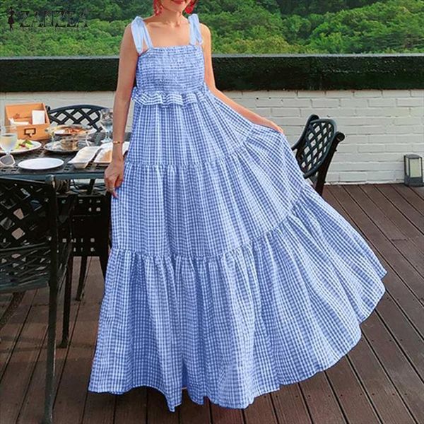 bohemian ruffled party beach women dress maxi sundress summer plaid casual sleeveless pleated long vestido sarafans 7, Black;gray
bohemian ruffled party beach women dress maxi sundress summer plaid casual sleeveless pleated long vestido sarafans 7, Black;gray