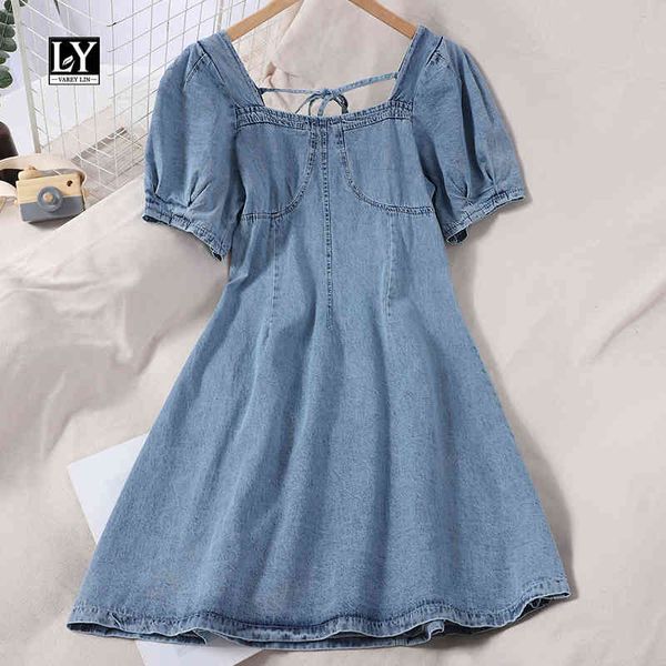 dresses new summer solid square collar denim a line puff sleeve backless knee-length women dress, Black;gray
dresses new summer solid square collar denim a line puff sleeve backless knee-length women dress, Black;gray