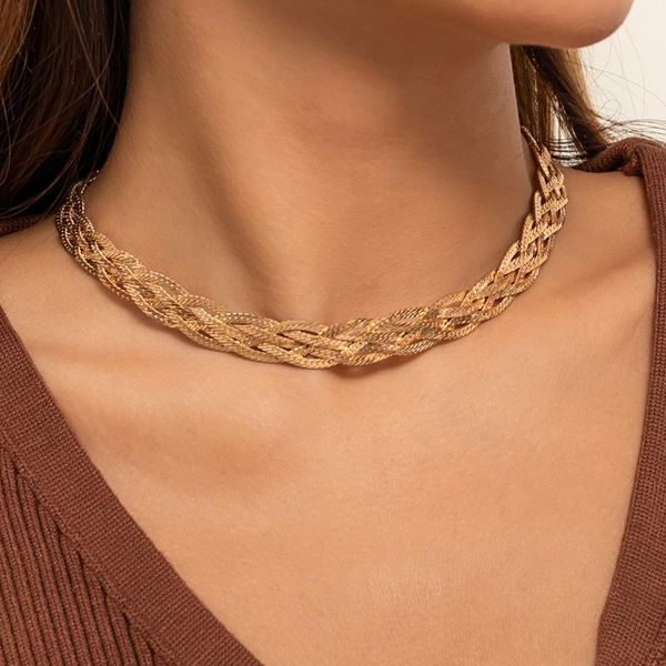 chains arrivals gold wide twist braided choker necklace jewelry for women female punk short clavicle, Silver
chains arrivals gold wide twist braided choker necklace jewelry for women female punk short clavicle, Silver