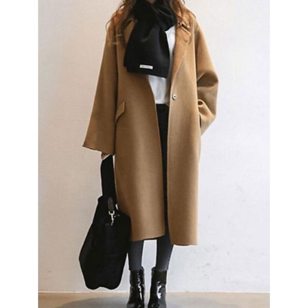 women's camel double-faced cashmere coat long section 2021 autumn winter 100% wool korean loose high-end fashion jacket yr10 & blends, Black
women's camel double-faced cashmere coat long section 2021 autumn winter 100% wool korean loose high-end fashion jacket yr10 & blends, Black