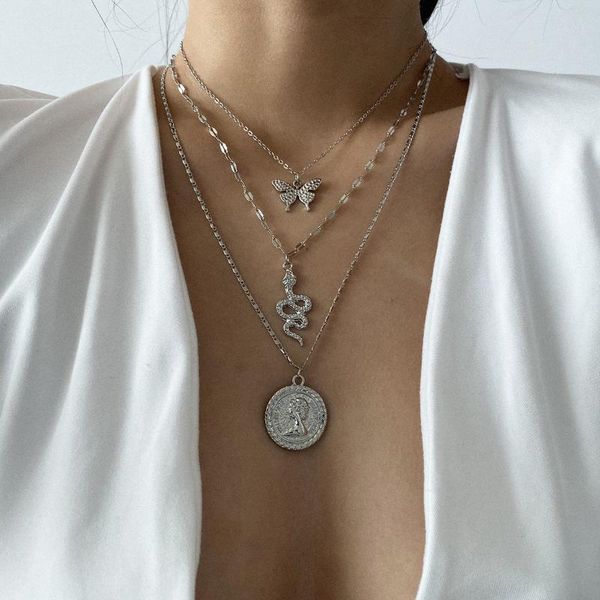 necklaces pendants metal for girls vintage necklace portrait serpentine butterfly pendant thin chain multilayer fashion jewelry, Silver
necklaces pendants metal for girls vintage necklace portrait serpentine butterfly pendant thin chain multilayer fashion jewelry, Silver