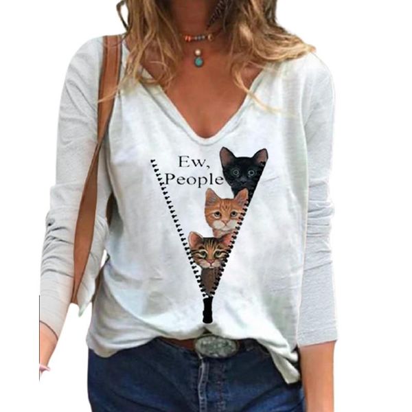 women's t-shirt fashion bubble-blowing cat print casual v-neck long sleeve white ladies street plus size 35% cotton tees s-3xl
women's t-shirt fashion bubble-blowing cat print casual v-neck long sleeve white ladies street plus size 35% cotton tees s-3xl