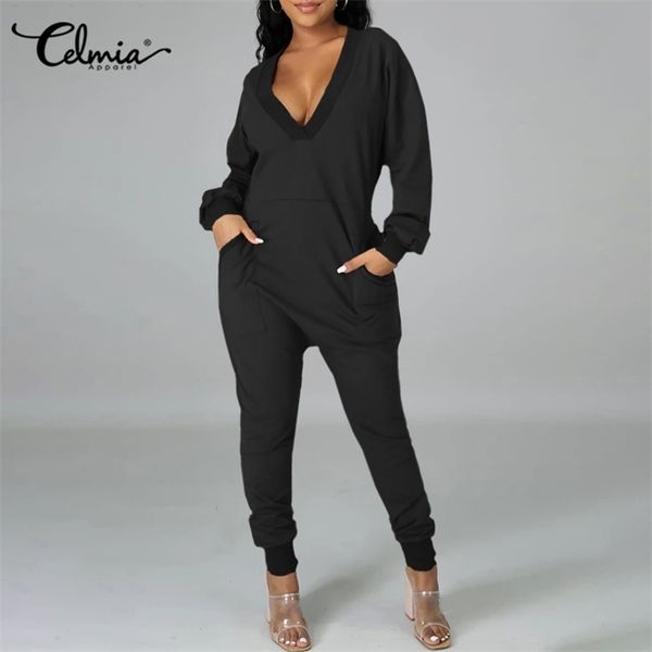 autumn long sleeve rompers womens knitted fashion jumpsuit 2021 celmia v-neck casual solid harem pants plus size overalls, Black;white
autumn long sleeve rompers womens knitted fashion jumpsuit 2021 celmia v-neck casual solid harem pants plus size overalls, Black;white