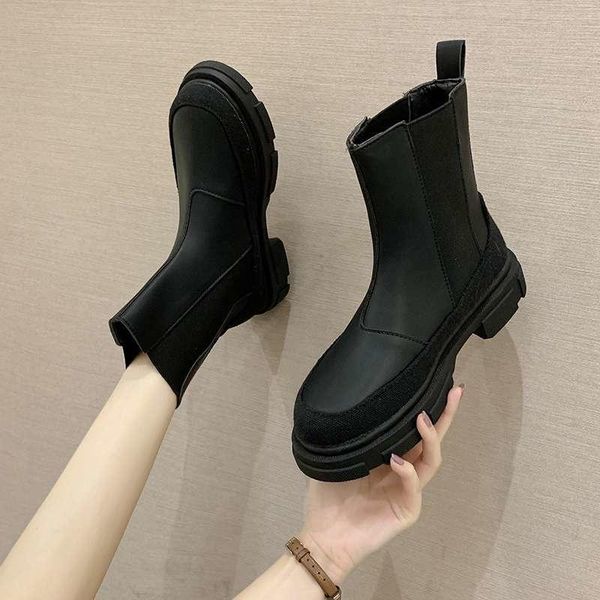 boots women's middle tube motorcycle thick soled short fashion british style warm korean personalized, Black
boots women's middle tube motorcycle thick soled short fashion british style warm korean personalized, Black