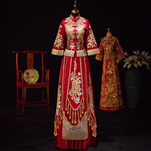 exquisite suzhou embroidery qipao red classic flower cheongsam noble tassel chinese women wedding dress ethnic clothing
exquisite suzhou embroidery qipao red classic flower cheongsam noble tassel chinese women wedding dress ethnic clothing