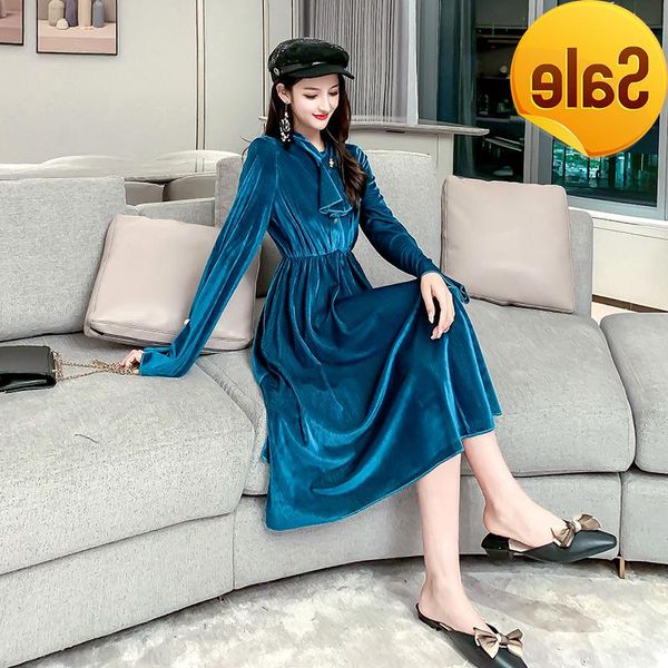 long spring flare autumn women dress sleeve vintage elegant ladies collar slim elastic waist a-line velvet dresses jurken casual, Black;gray
long spring flare autumn women dress sleeve vintage elegant ladies collar slim elastic waist a-line velvet dresses jurken casual, Black;gray
