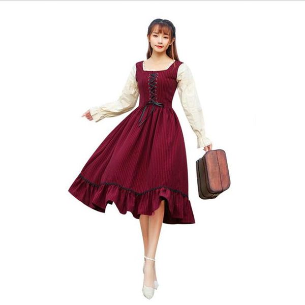 casual dresses woman dress 2021 spring summer princess style square collar lantern sleeve long cotton e376, Black;gray
casual dresses woman dress 2021 spring summer princess style square collar lantern sleeve long cotton e376, Black;gray